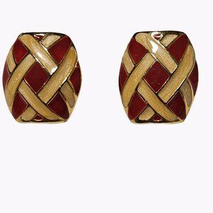 Vintage 90s Fashion Earrings Gold Red Trendy Boho Chic Fashion Jewelry Women